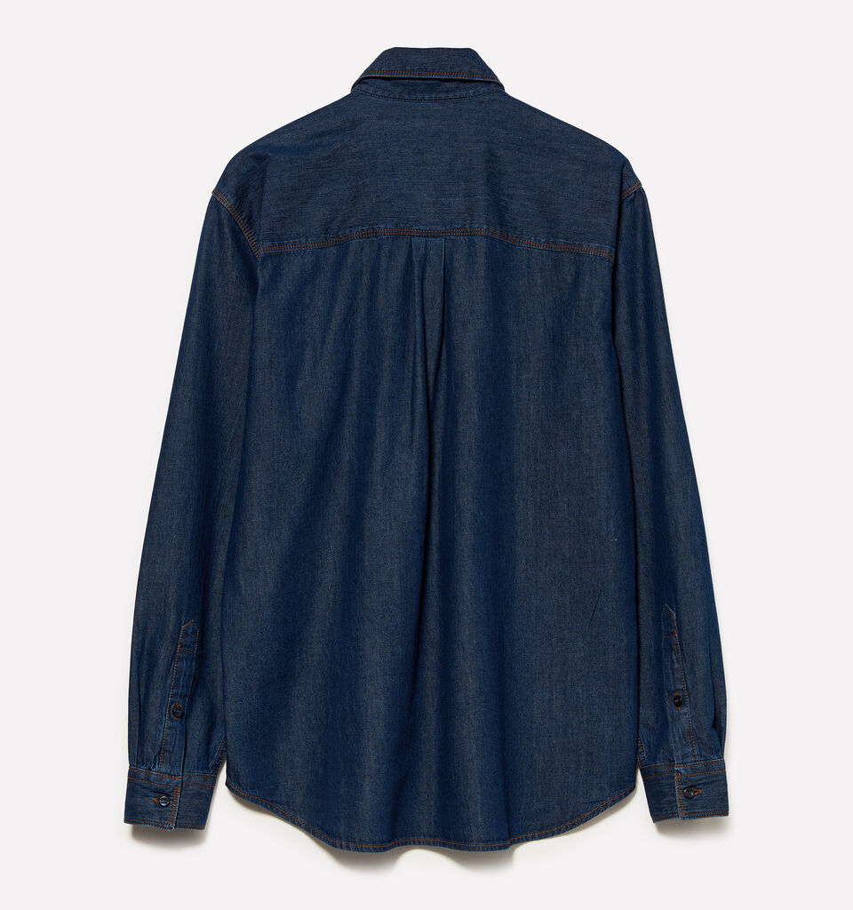 Blue denim shirt - men's regular fit shirts - Dark Blue | Sisley image number 2